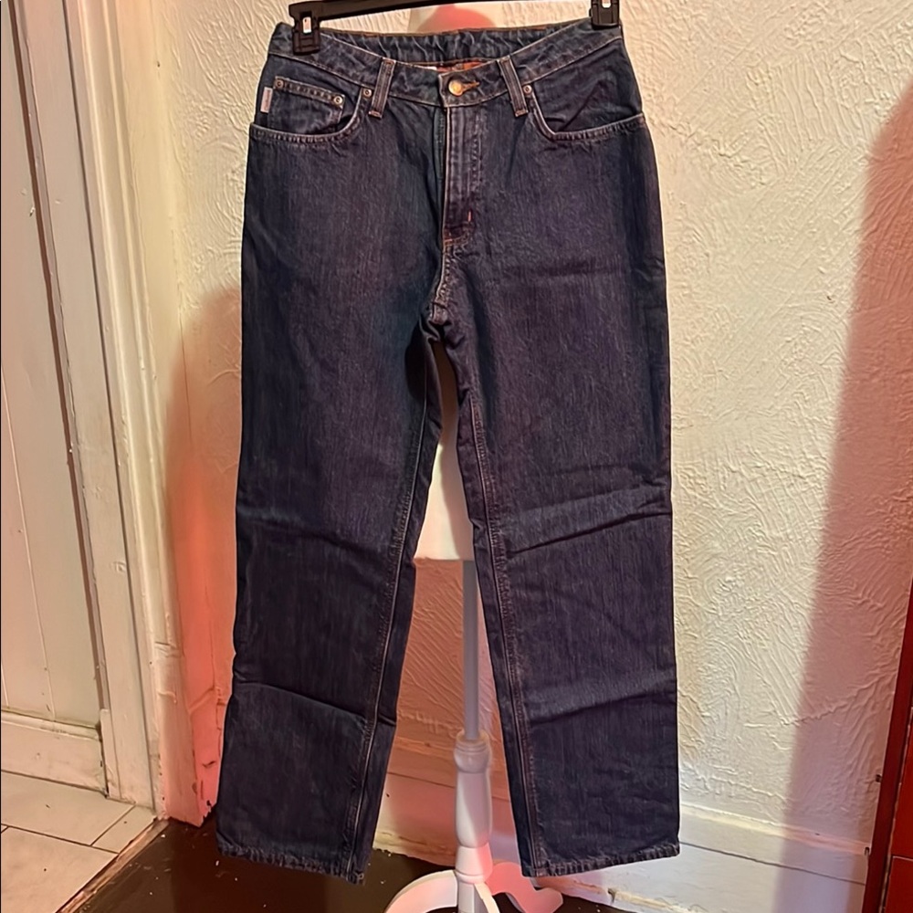 Carhartt Blue Straight-Leg Jeans with Contrasting Stitching